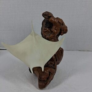 John Perry Manta Ray Sculpture Pellucida Resin on Natural Burlwood Base 6 Inch